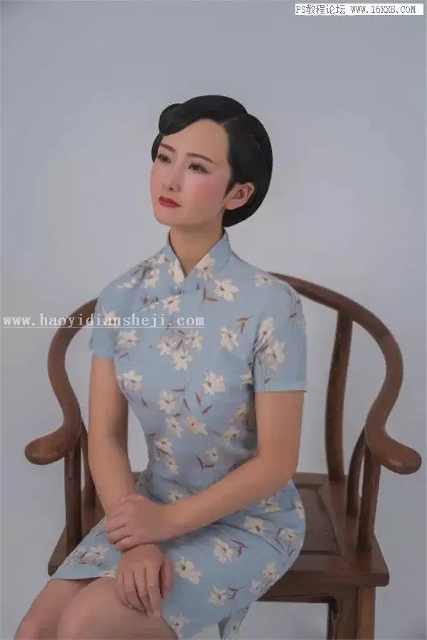 工笔画，用PS制作古典中国范的工笔画人物效果_www.haoyidiansheji.com