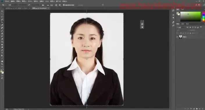 证件照，制作一款商务型的女士证件照_www.haoyidiansheji.com