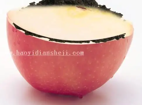 场景合成，通过PS合成一张苹果里面种苹果树的趣味照片_www.haoyidiansheji.com