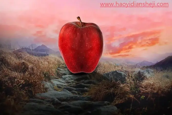 创意合成，合成森林里的苹果童话屋_www.haoyidiansheji.com