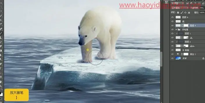 场景合成，合成在北极的自行车海报_www.haoyidiansheji.com