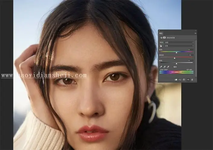 人像后期，通过PS给商业人像进行肤色修正_www.haoyidiansheji.com