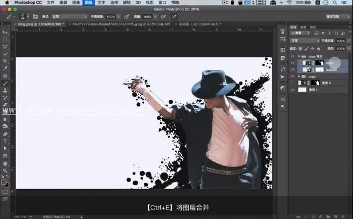 海报设计，用PS制作人物泼墨效果_www.haoyidiansheji.com