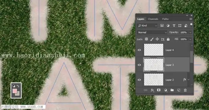 可爱字，通过PS制作可爱的毛绒绒质感的仿皮毛字体_www.haoyidiansheji.com