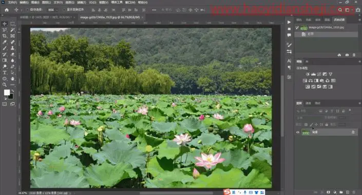 拼图效果，制作荷塘月色拼图效果_www.haoyidiansheji.com
