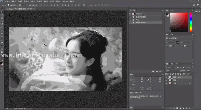 素描效果，用PS把杨幂的白浅制作成素描照片_www.haoyidiansheji.com