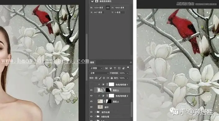 工笔画，用PS实例讲解中国风工笔画人像后期修图_www.haoyidiansheji.com
