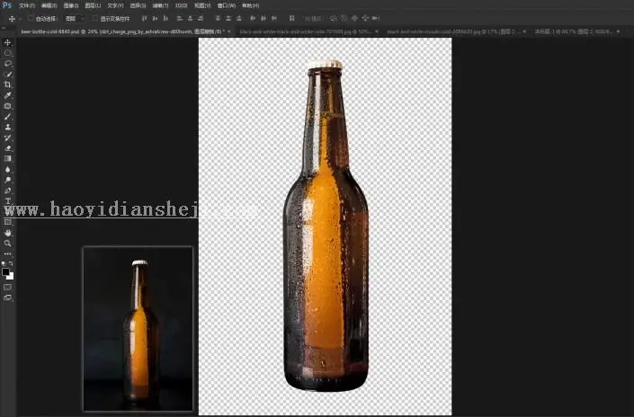 场景合成，通过PS合成一张冰冻啤酒的照片_www.haoyidiansheji.com