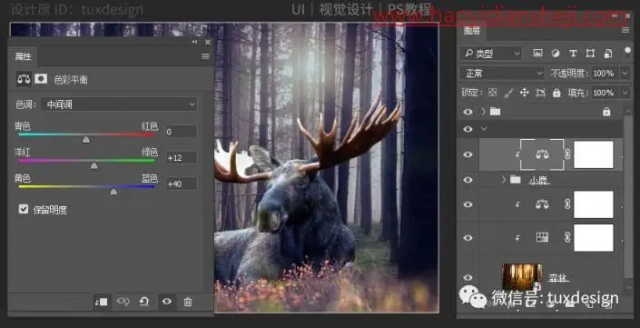 场景合成，制作森林里面的小男孩和小鹿_www.haoyidiansheji.com