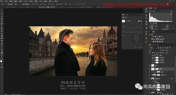 换场景，用PS给情侣照换个浪漫场景_www.haoyidiansheji.com