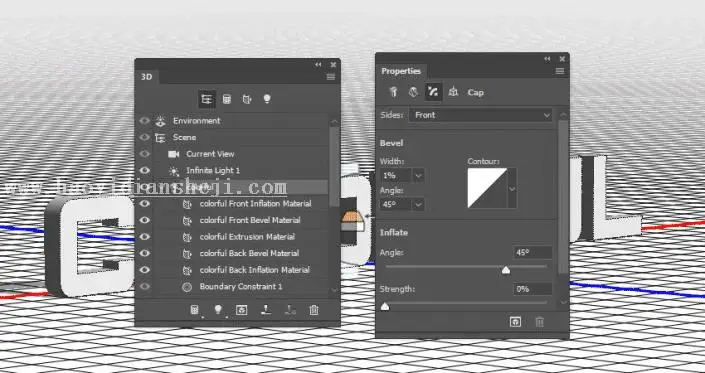 炫彩效果，用PS创建3D炫彩照明文字效果_www.haoyidiansheji.com