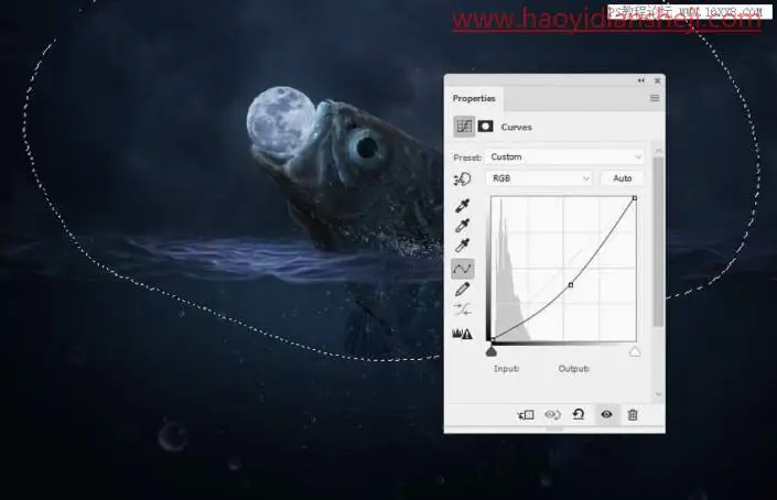 场景合成，在PS中合成一幅大鱼吞月的超现实场景_www.haoyidiansheji.com