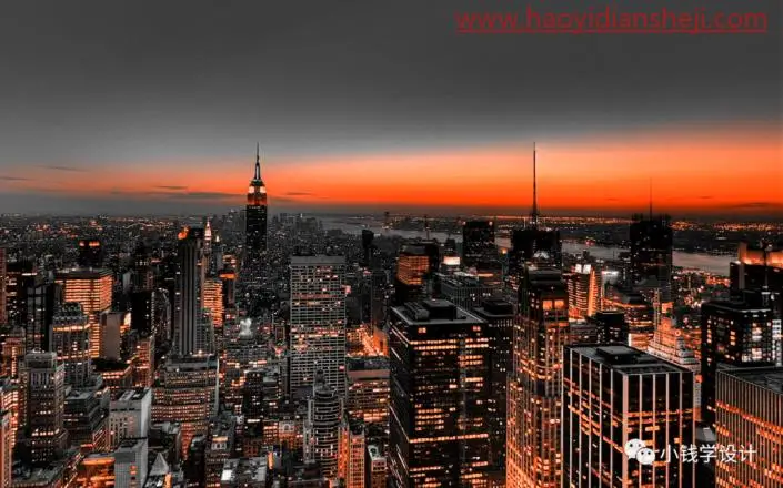 黑金风格，打造一幅黑金夜色效果照片_www.haoyidiansheji.com