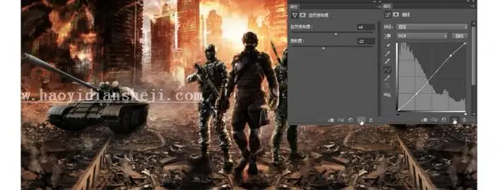 海报制作，用PS制作热血游戏战争海报_www.haoyidiansheji.com