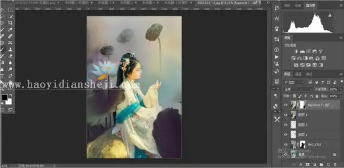 古风后期，通过PS调出唯美的古风人像照片_www.haoyidiansheji.com