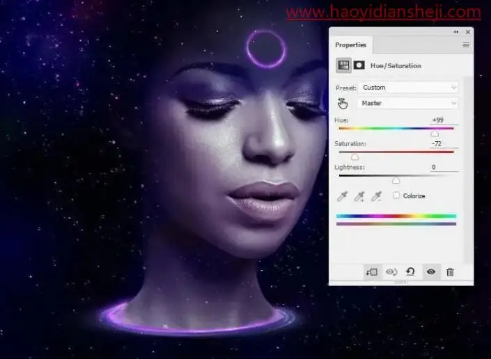 海报制作，通过PS制作一张具有科幻感的太空肖像海报_www.haoyidiansheji.com