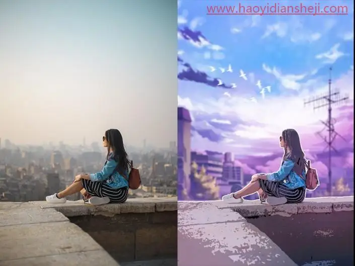 动漫效果，用PS把数码照片转为有日系风格的漫画效果_www.haoyidiansheji.com