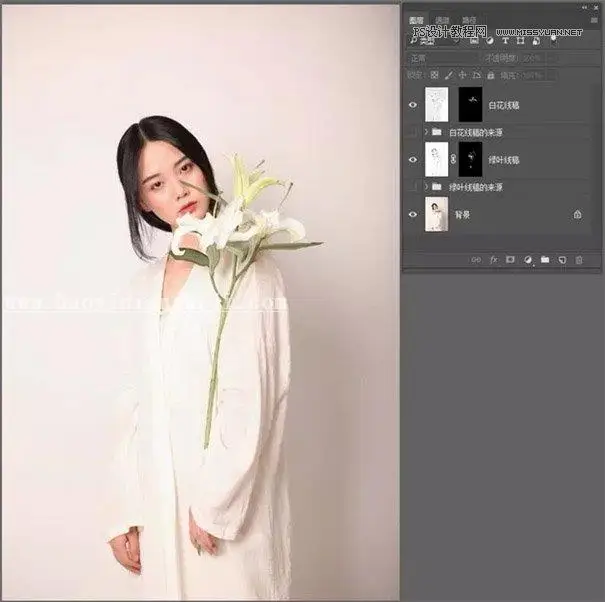 工笔画，通过PS给人物制作工笔画效果照片_www.haoyidiansheji.com