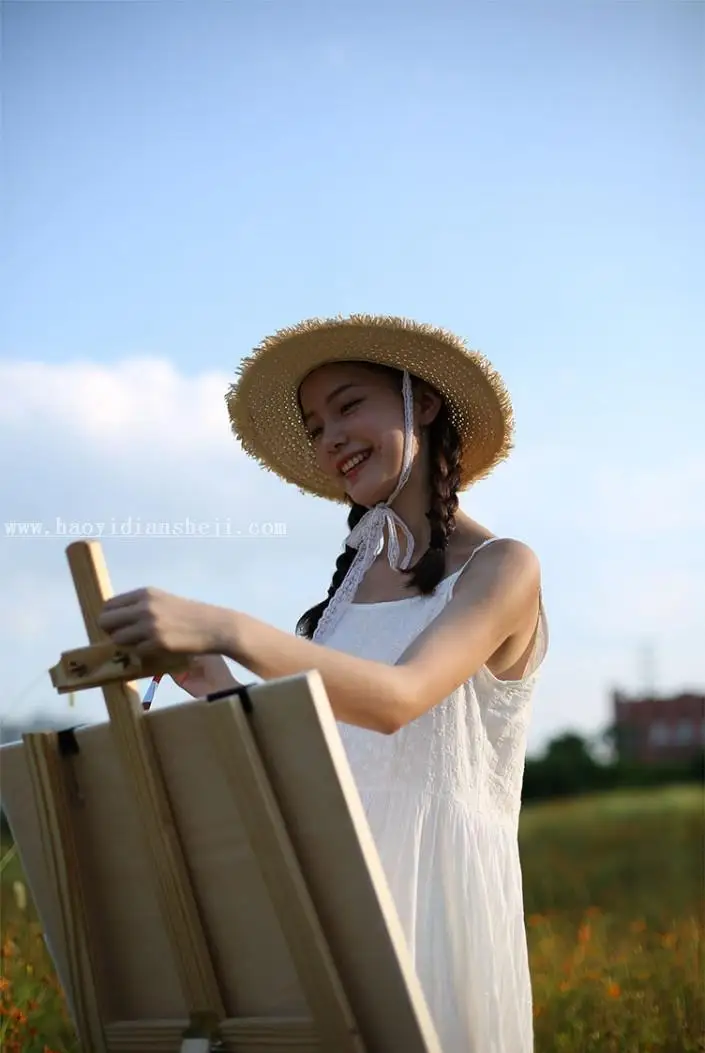 人像后期，通过PS把室外拍摄的人像调出田园少女风格的色调_www.haoyidiansheji.com