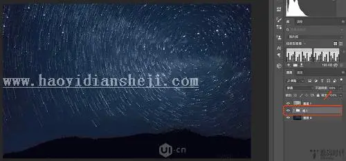 星轨效果，用PS制作真实感十足的唯美星轨_www.haoyidiansheji.com