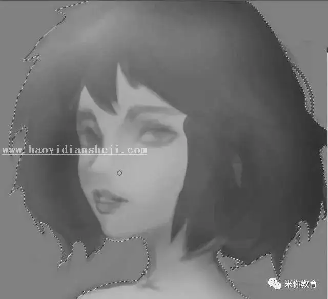 手绘教程，手绘美女头像游戏原画_www.haoyidiansheji.com