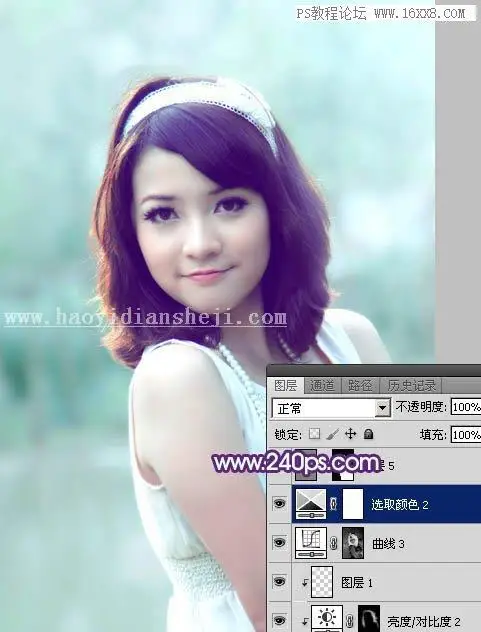 紫色调，调出甜美紫青色人像效果教程_www.haoyidiansheji.com