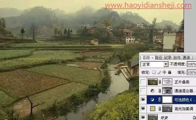 油画效果，把田园风景的数码照片转成唯美的油画效果照片_www.haoyidiansheji.com