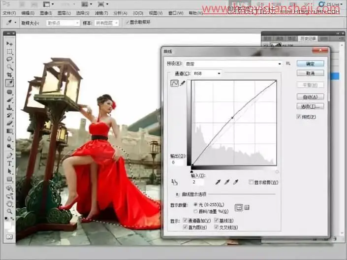 换背景，通过PS给古建筑背景下的人像添加蓝天白云_www.haoyidiansheji.com