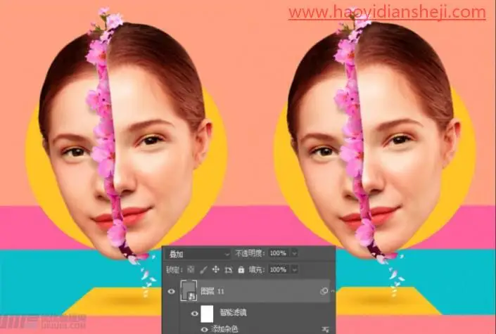 场景合成，通过PS合成一个超现实画面头像海报_www.haoyidiansheji.com