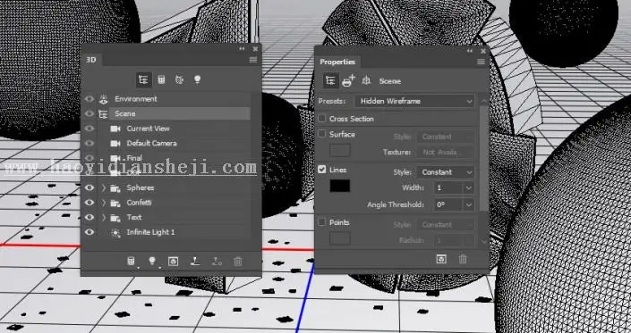 3D工具，通过PS中的3D功能创建膨胀3D文本效果_www.haoyidiansheji.com