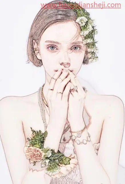 工笔画，给人物制作简单的工笔画效果_www.haoyidiansheji.com