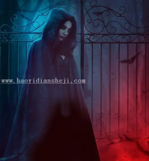 女巫场景，合成恐怖的暗黑女巫场景_www.haoyidiansheji.com