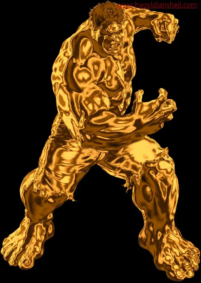 火焰效果，把绿巨人秒变金巨人的金色效果_www.haoyidiansheji.com