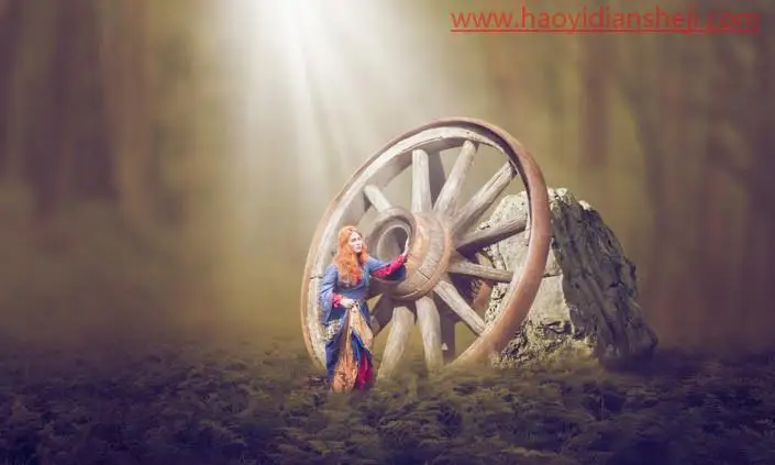 创意合成，在PS中合成巨轮边的人物_www.haoyidiansheji.com