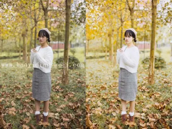 金秋色，用PS调出银杏树下暖黄外景人像_www.haoyidiansheji.com