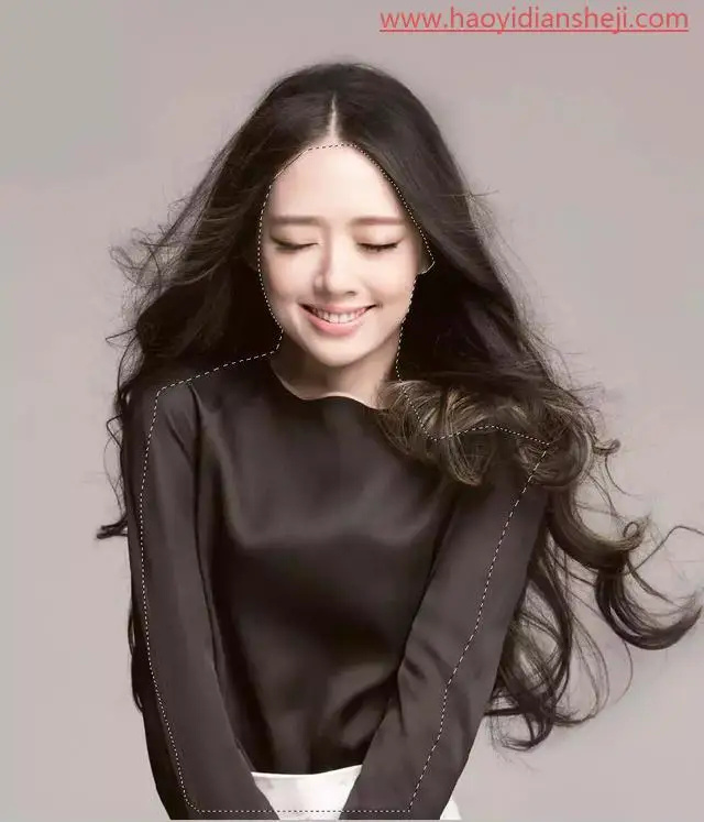 抠发丝，通过PS抠出郭碧婷的头发丝丝_www.haoyidiansheji.com