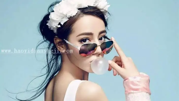 海报制作，把迪丽热巴的照片做成油漆喷溅效果海报_www.haoyidiansheji.com