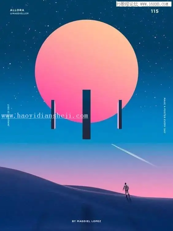 海报制作，通过PS打造渐变风格的炫彩视觉冲击海报_www.haoyidiansheji.com