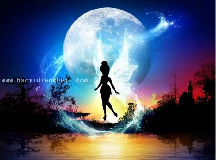 场景合成，用PS合成一个梦幻精灵壁纸图案_www.haoyidiansheji.com