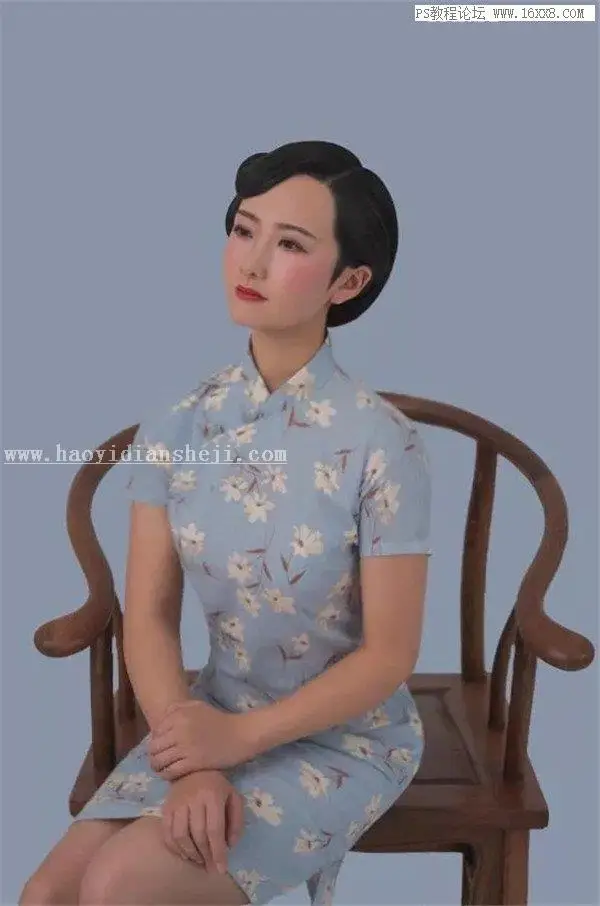 工笔画，用PS制作古典中国范的工笔画人物效果_www.haoyidiansheji.com