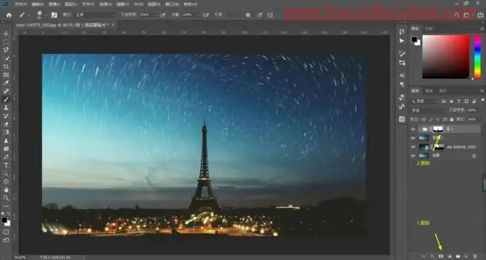 星轨效果，制作比较科幻的星轨效果照片_www.haoyidiansheji.com