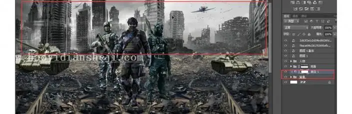 海报制作，用PS制作热血游戏战争海报_www.haoyidiansheji.com