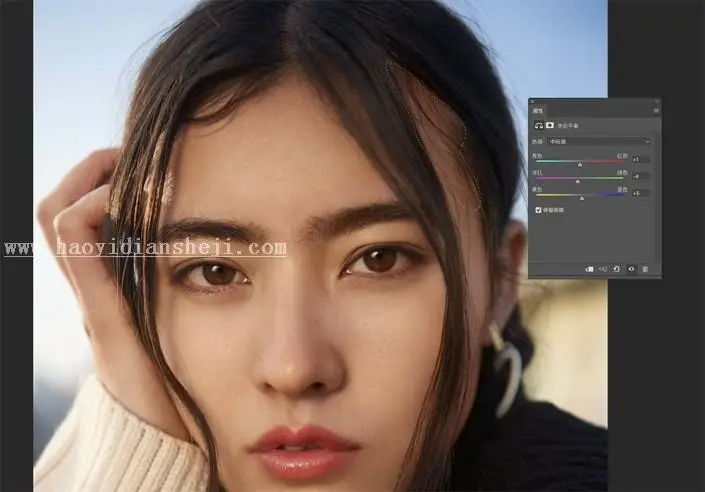 人像后期，通过PS给商业人像进行肤色修正_www.haoyidiansheji.com