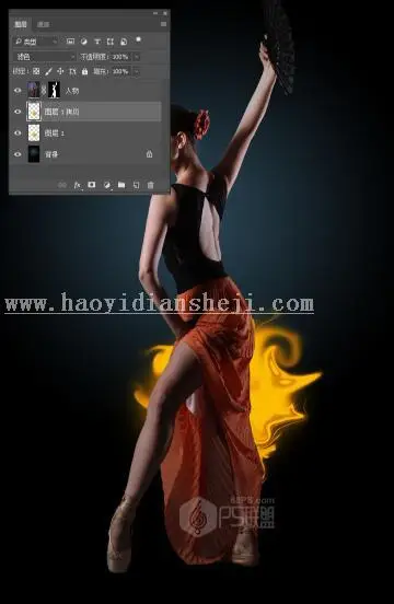 换背景，用PS给普通人物图片添加绚丽的背景效果_www.haoyidiansheji.com