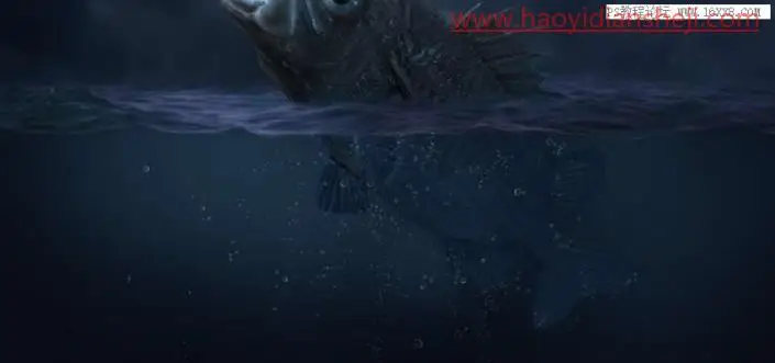 场景合成，在PS中合成一幅大鱼吞月的超现实场景_www.haoyidiansheji.com