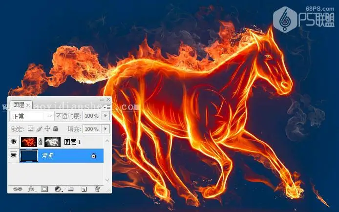 通道抠图，利用通道抠出火焰骏马奔腾的图片_www.haoyidiansheji.com