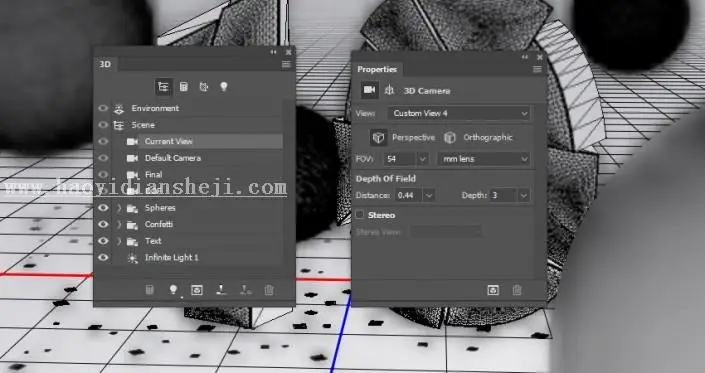 3D工具，通过PS中的3D功能创建膨胀3D文本效果_www.haoyidiansheji.com