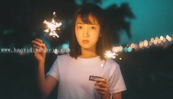 夜景人像，夜景照片调出梦幻亮丽色彩_www.haoyidiansheji.com
