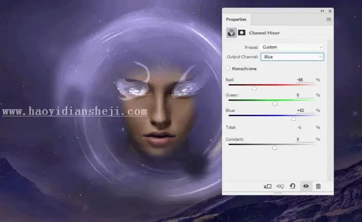 场景合成，用PS合成一个抽象的超现实科幻人物_www.haoyidiansheji.com