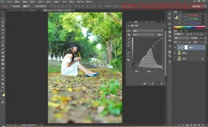 人像调色，给外景人像写真制作浓郁的秋天效果_www.haoyidiansheji.com